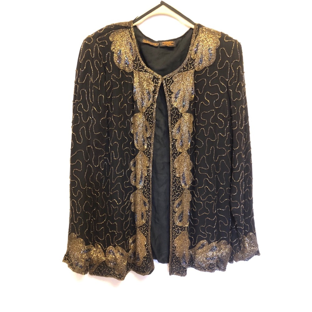 Vintage 70’s/80’s MEGERE Silk Beaded Jacket PL Fancy Evening Wear or Casual